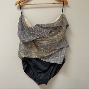NWOT Miracle Suit Silver & Grey Metallic Strapless One Piece Swimsuit